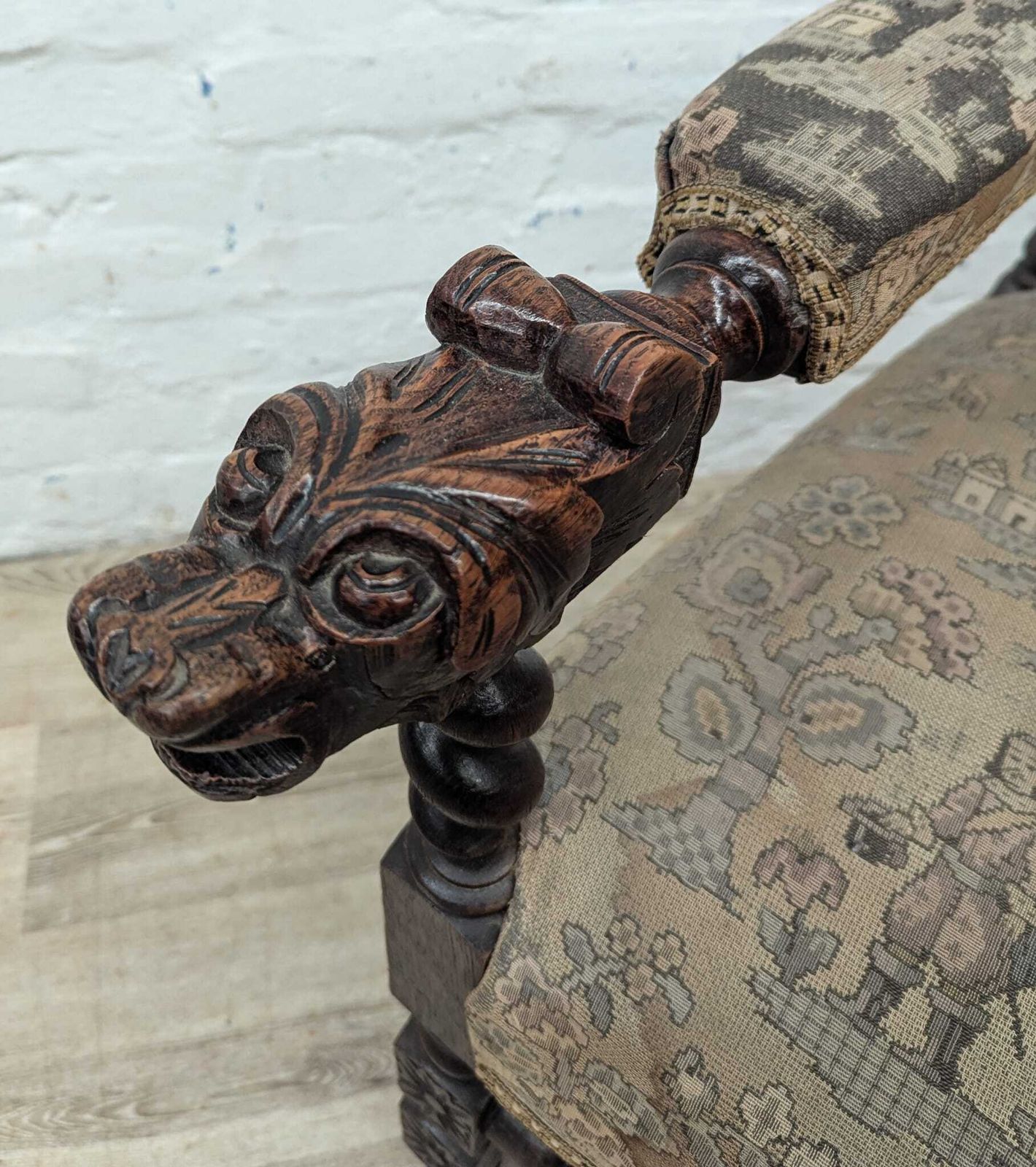 19th Century French Renaissance Carved Oak Armchair photo Furniture