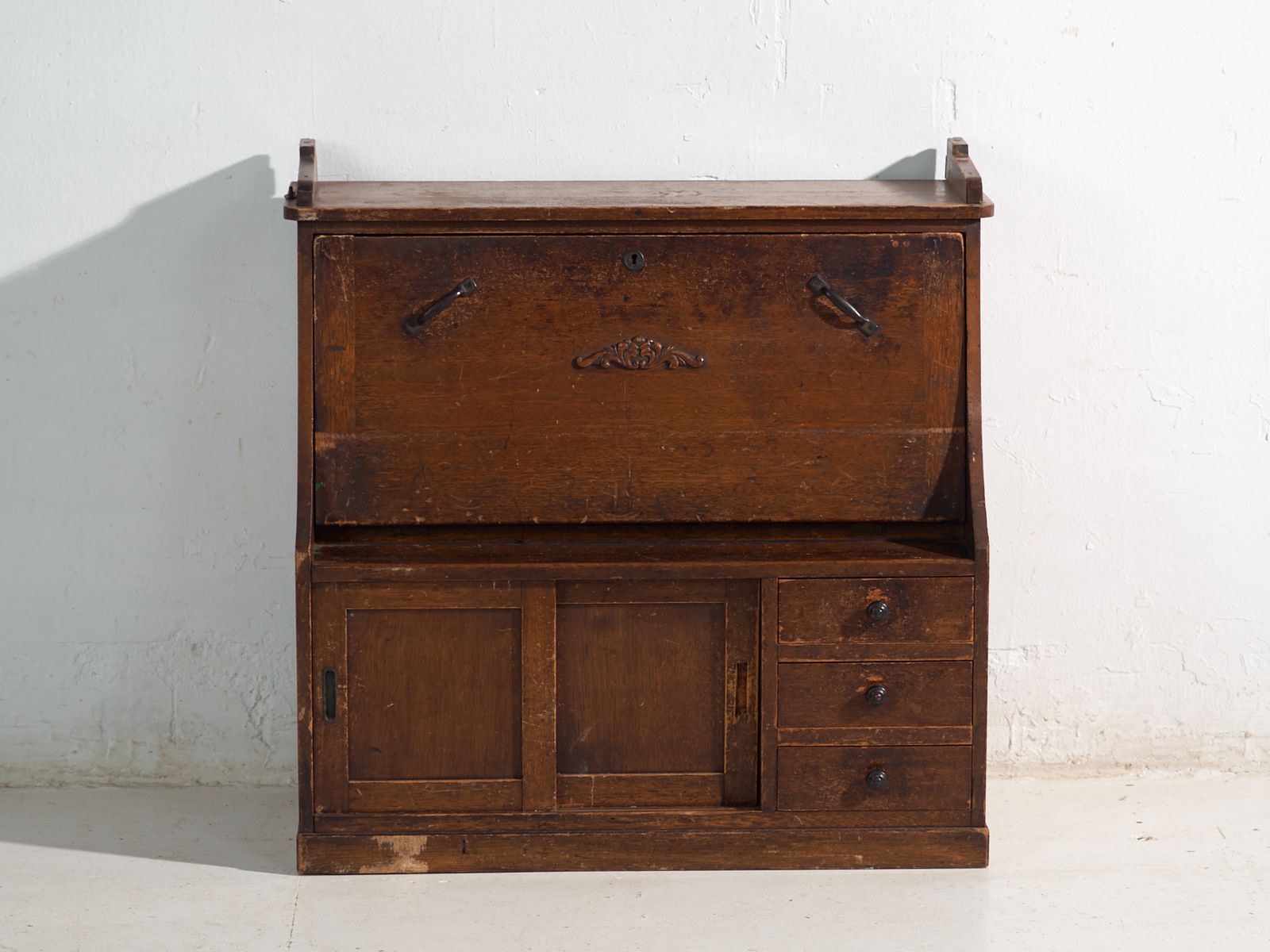 Antique Japanese Drop Front Desk – Taishō Period, Japan, Circa 1920 photo vinterior