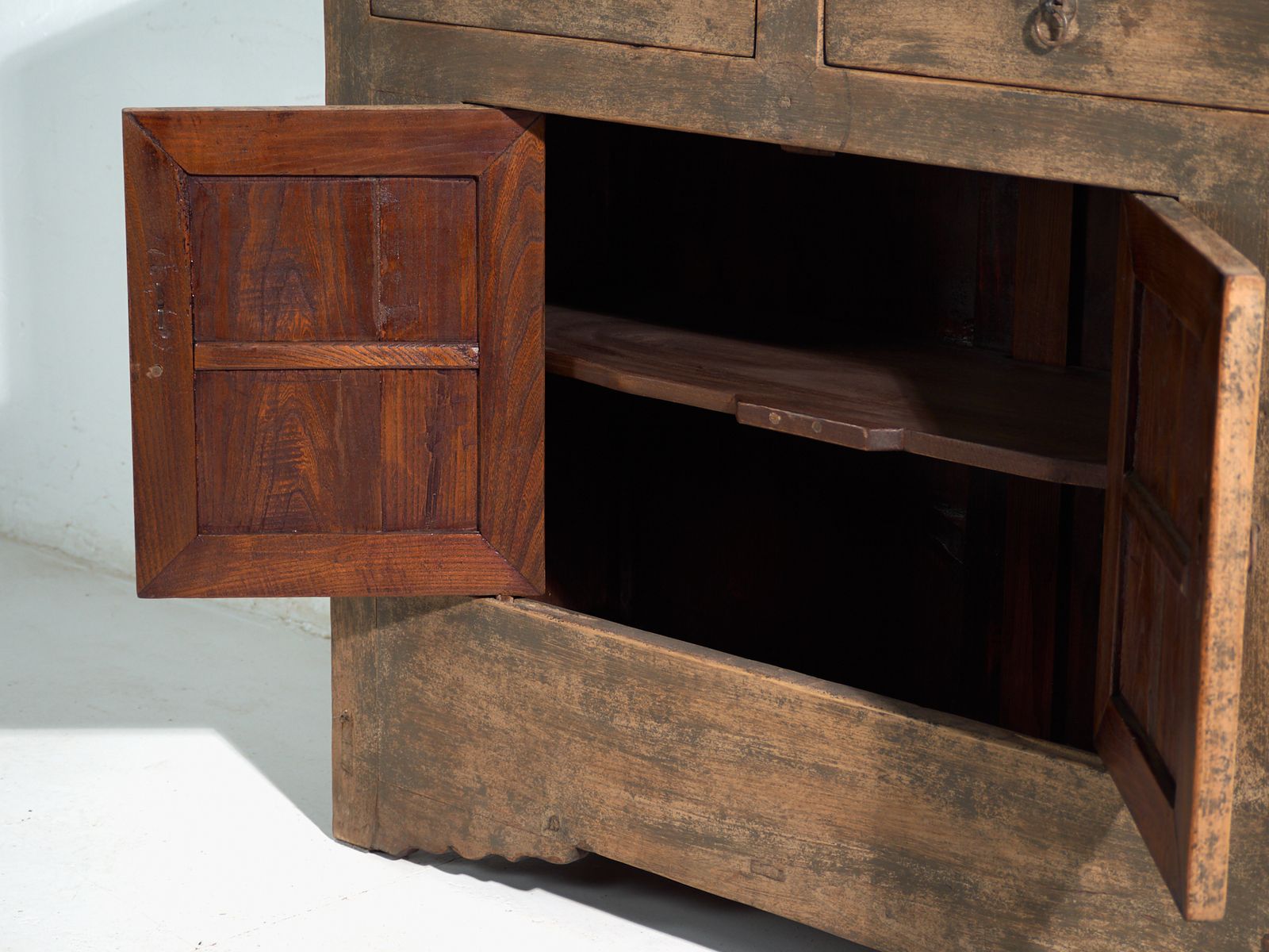 Antique Sideboard In Fir With Two Drawers And Two Doors – China, Circa 1930 photo vintage