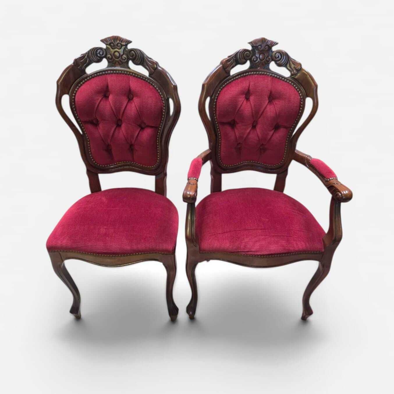 photo for sale Vintage Victorian Style Dining Chairs / Set Of 6 / Carver & Side Chairs / C1970