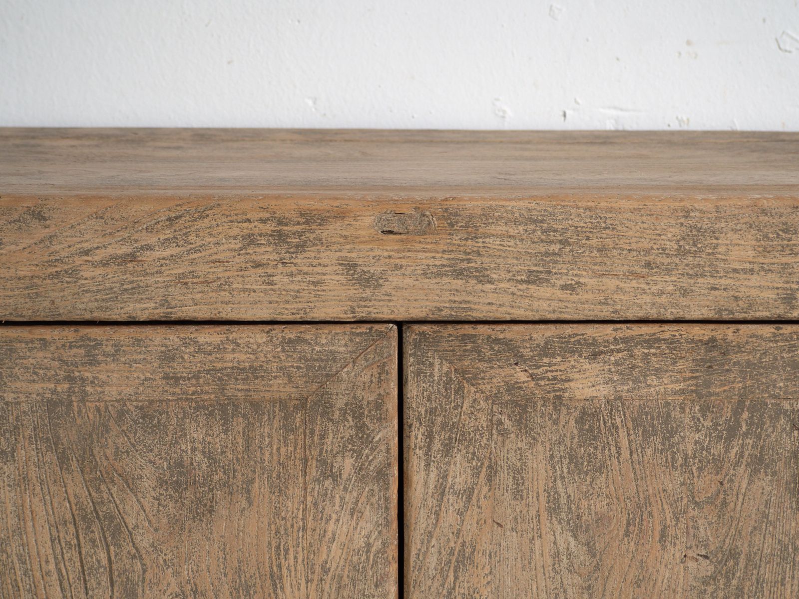 photo furniture Antique Low Cabinet In Elm With Fretwork Apron – China, Circa 1950