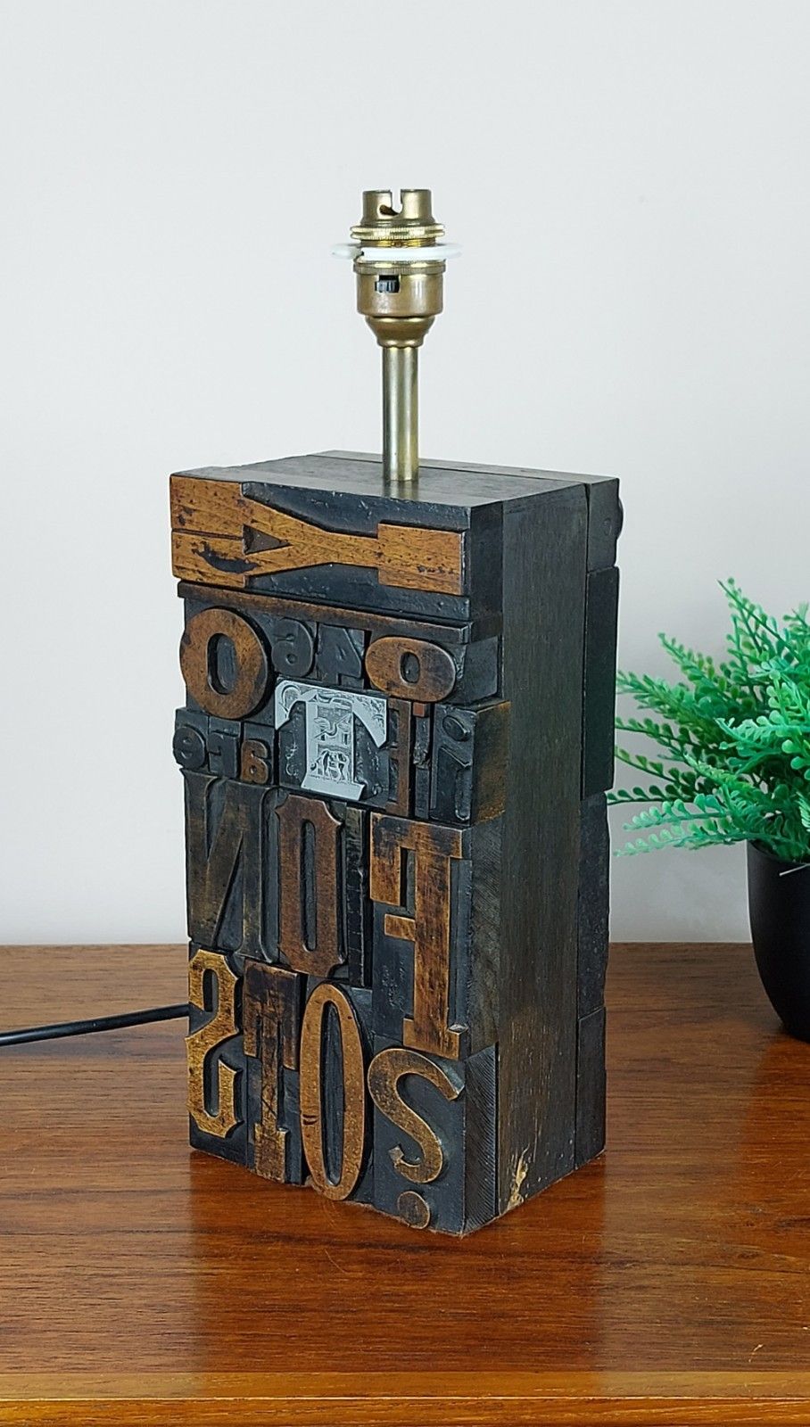 Vintage Letterpress Table Lamp 1960s/70s Printing Block Industrial Mcm Style photo for sale
