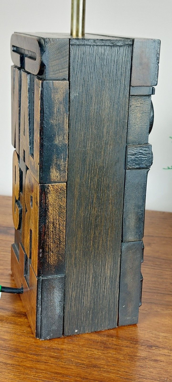 Lighting Vintage Letterpress Table Lamp 1960s/70s Printing Block Industrial Mcm Style photo