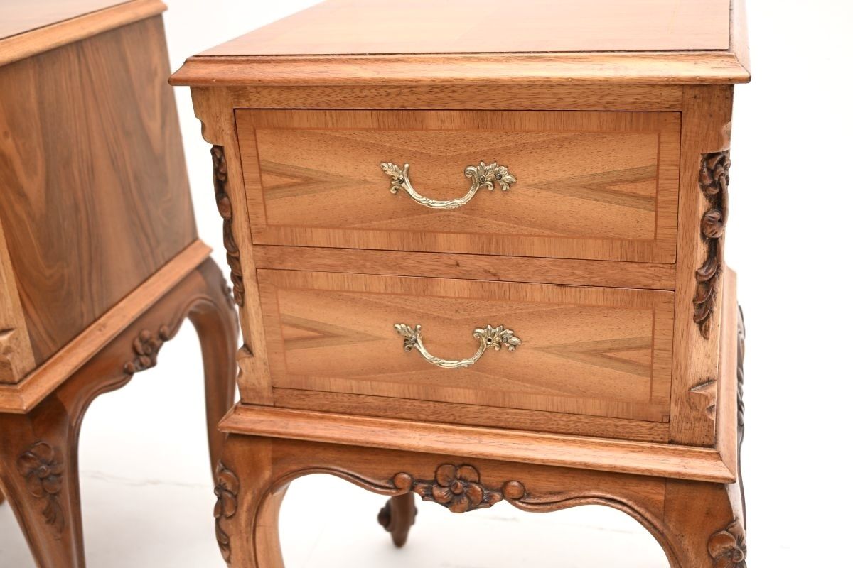 Pair Of Antique French Figured Walnut Bedside Chests photo 1430.0