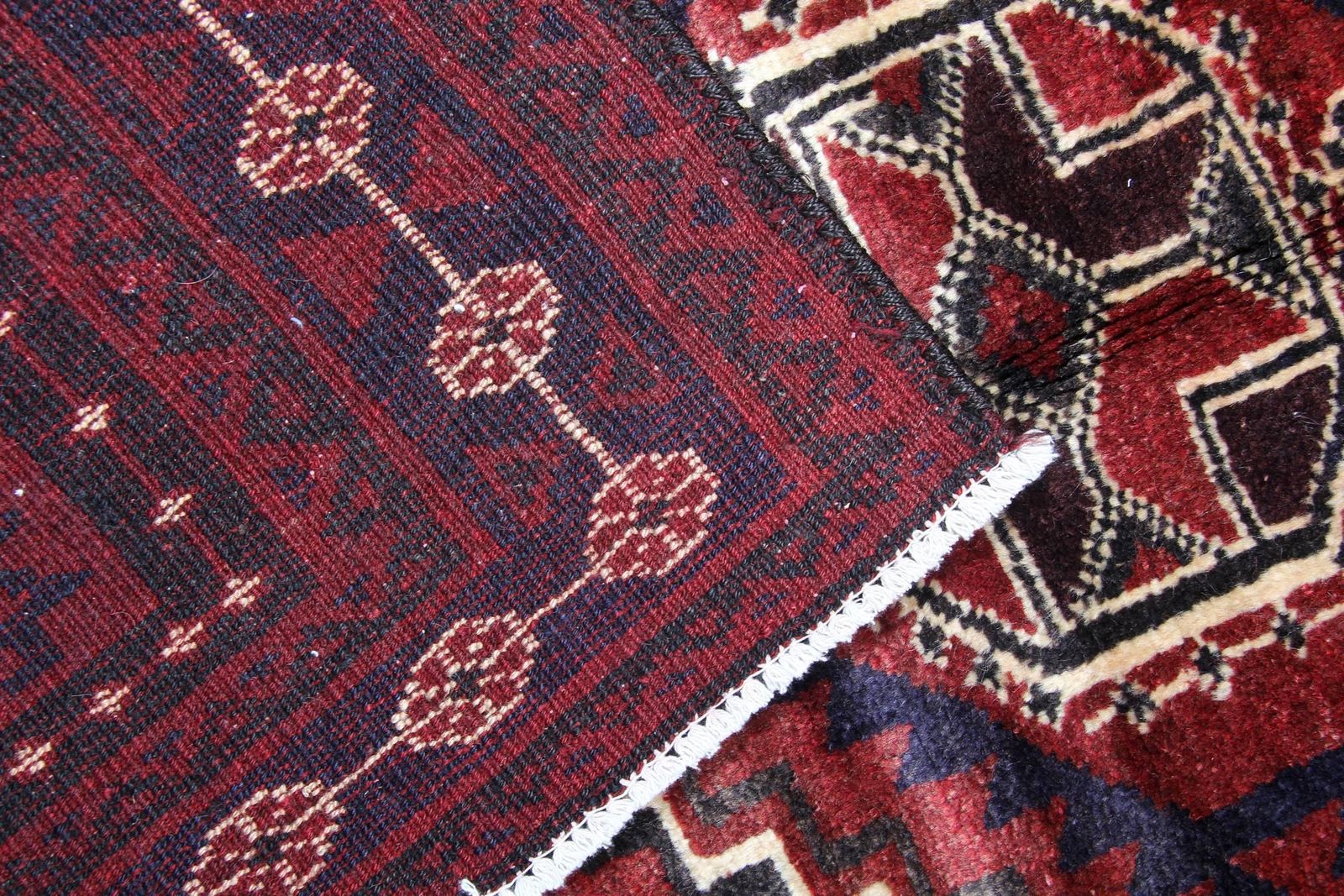 Oosters Afghaans tapijt, traditioneel rood wollen vloerkleed handgeweven photo 1274.0