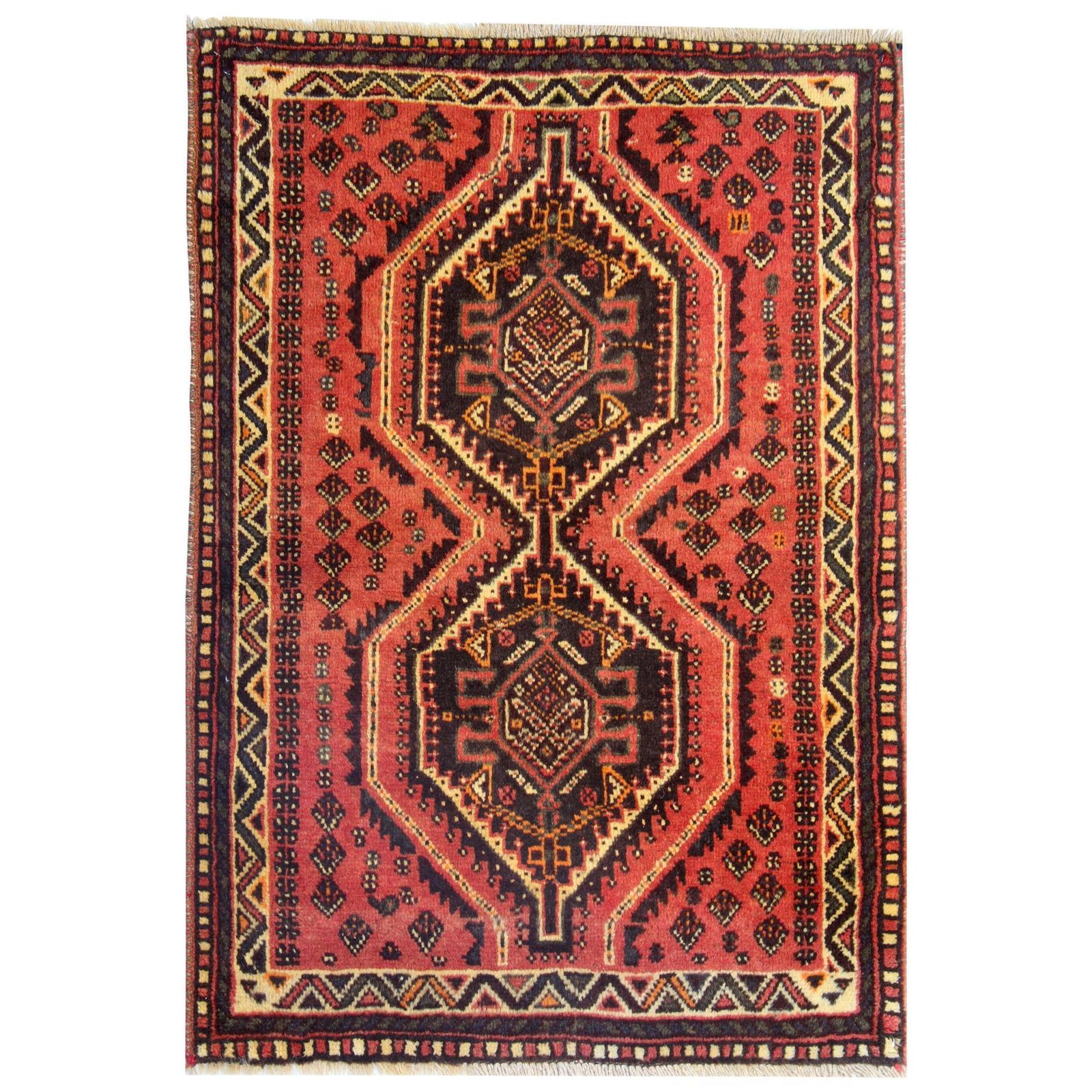 Vintage Oosters Tribal Vloerkleed, Geometrisch Handgemaakt Wollen Tapijt