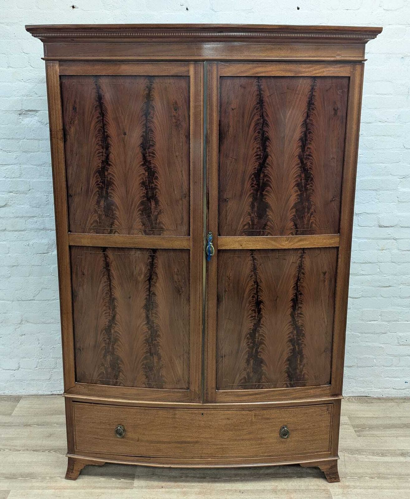 Georgian Inlaid Mahogany Bowfront Double Wardrobe photo furniture