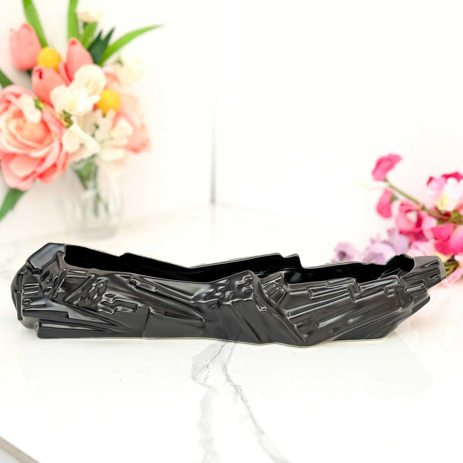 Fulham Pottery Egd Black Mantel Vase Eric Griffiths Geometric Art Deco Planter photo furniture