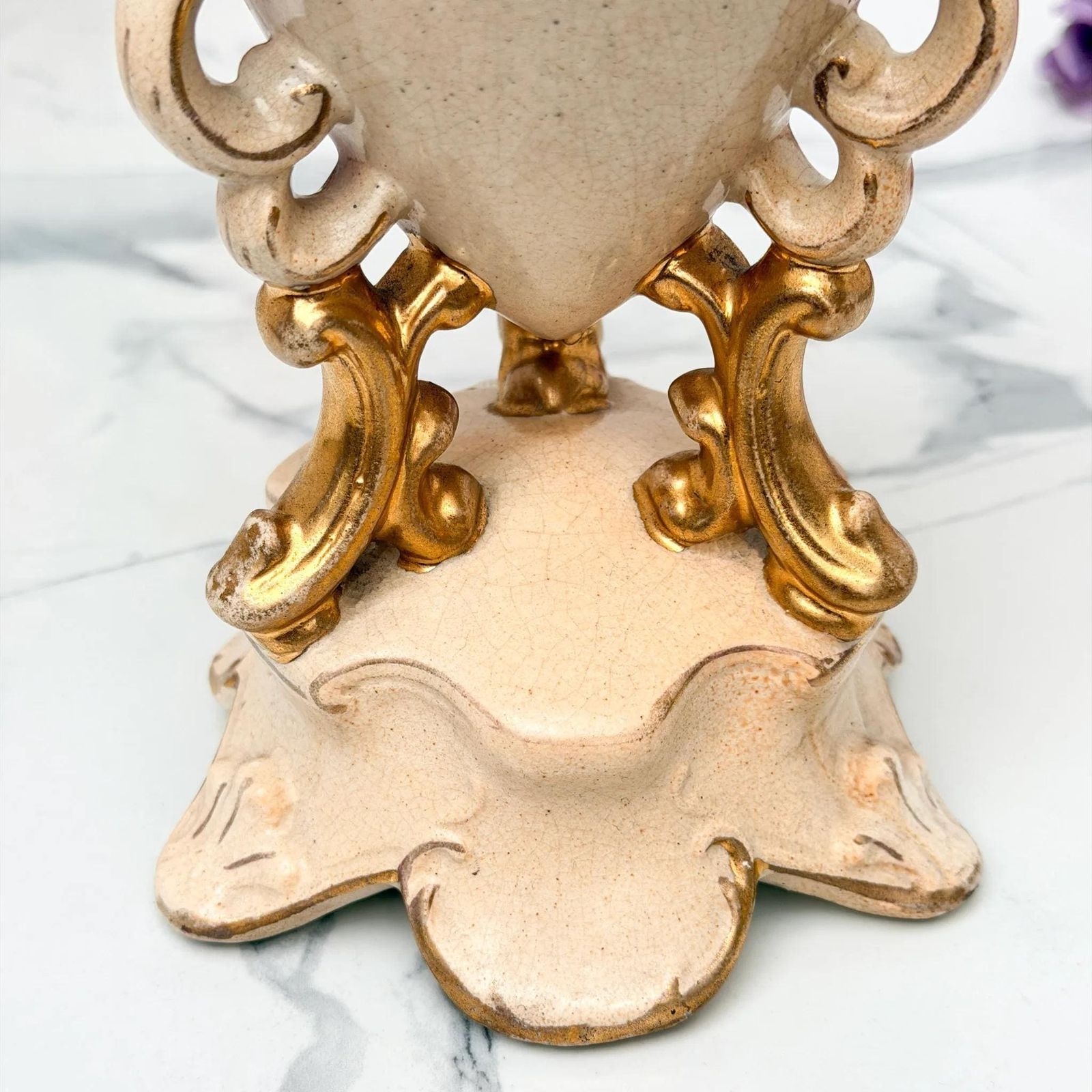 photo for sale Victorian Blush Ivory Pheasant Vase Gilt Scrolled Base C.1895