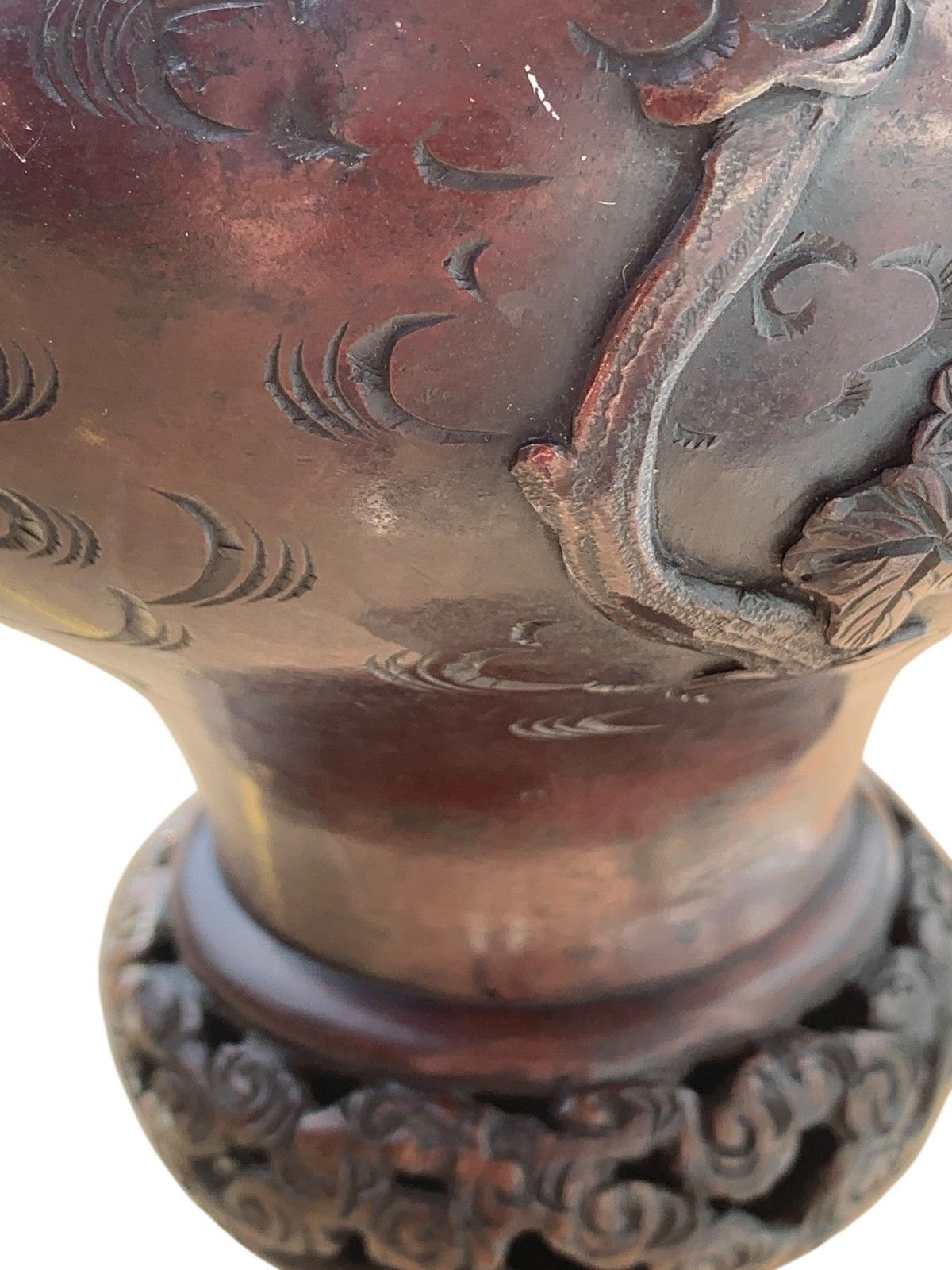 Lighting Antique Japanese Meiji Bronze Floor Lamp Base Oriental Dragon Turtle Light C1890 photo