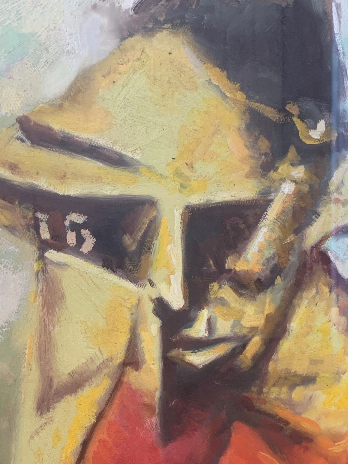Antique Cubist Oil Painting Portrait After Lyonel Feininger Expressionist, Gilt photo 450.0
