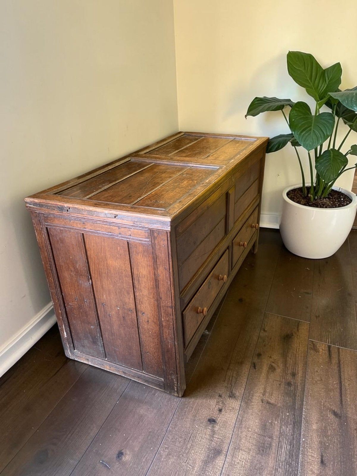 Antique Georgian Oak Mule Chest Blanket Box Drawers Coffee Table Trunk C.1800 photo 831.0