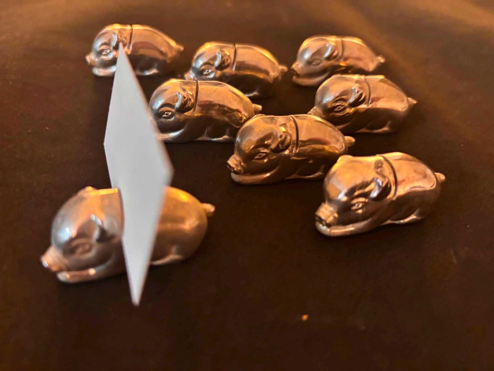 Vintage French Silver Plate Pig Place Card Holders Piglet   Set Of 8 photo Home Decor