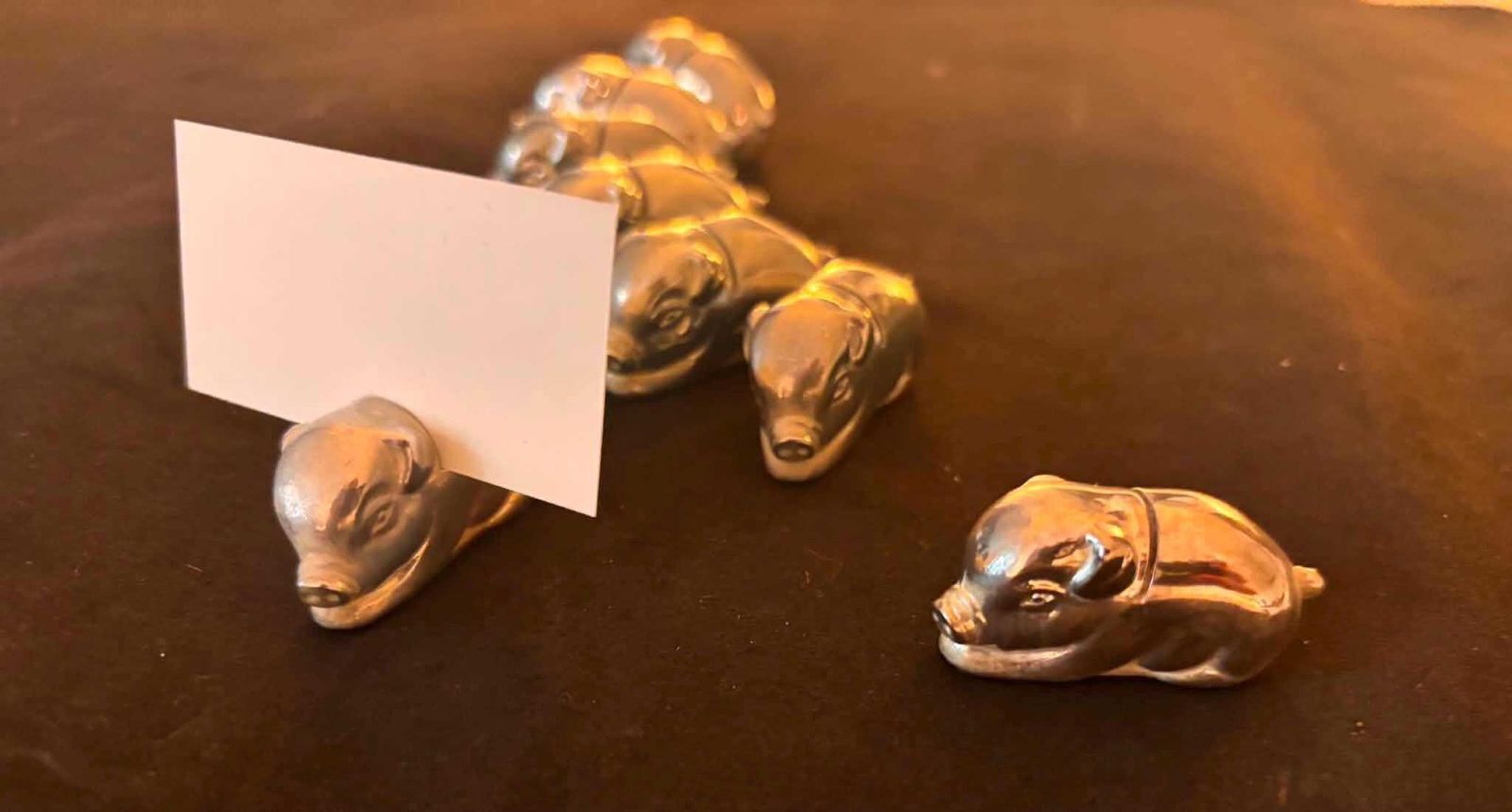 Vintage French Silver Plate Pig Place Card Holders Piglet   Set Of 8 photo vintage