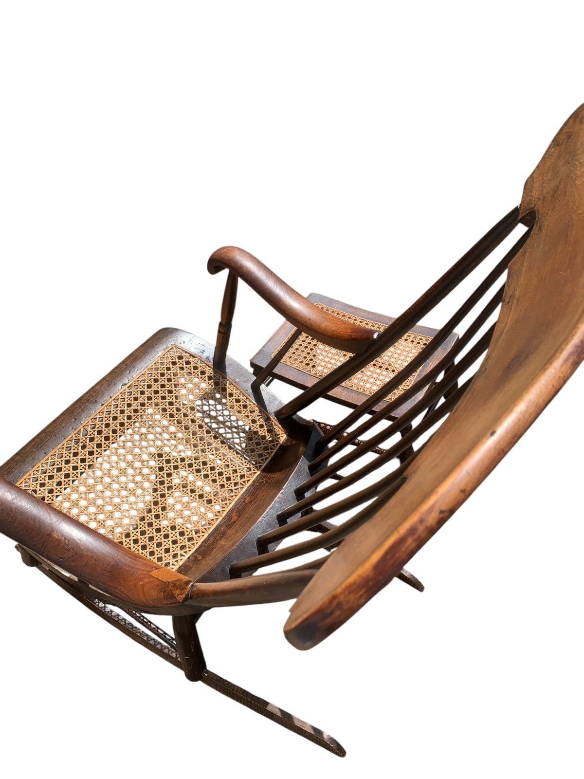 photo furniture Antique Boston Rocker Chair & Matching Footstool C.1880 Victorian Windsor Cane