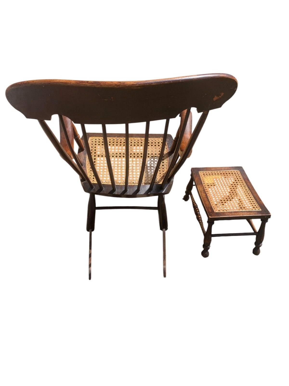 photo for sale Antique Boston Rocker Chair & Matching Footstool C.1880 Victorian Windsor Cane