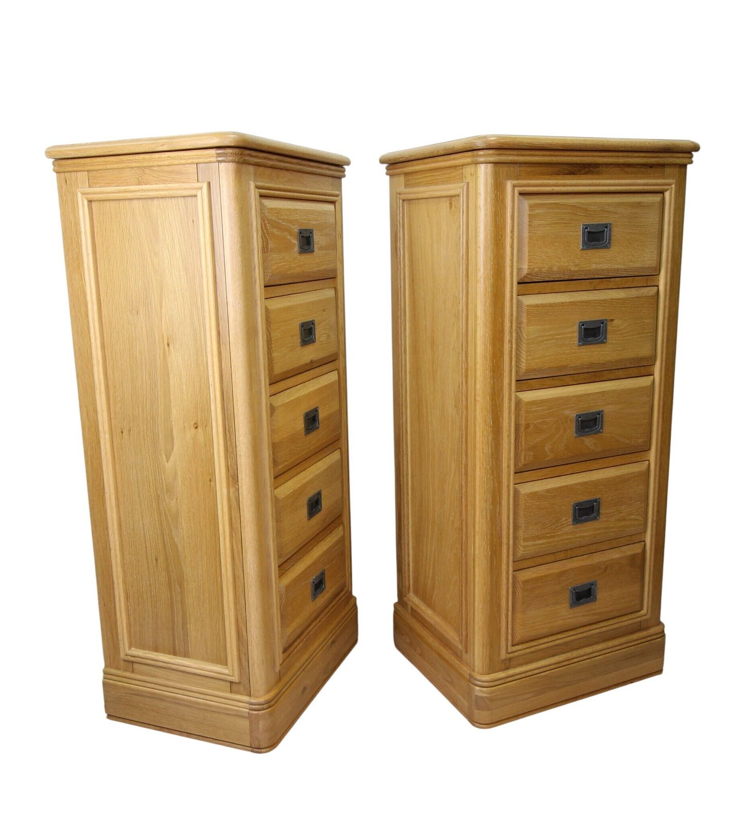 Furniture Pair Of Oak Tallboy / Chest Of Drawers photo