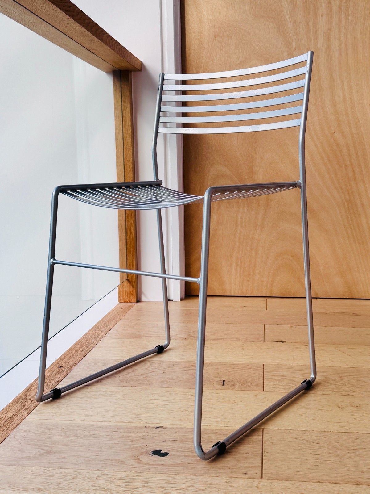 Emu Aero Metal Stacking Chair In Silver 1990s Vintage Retro Collectable