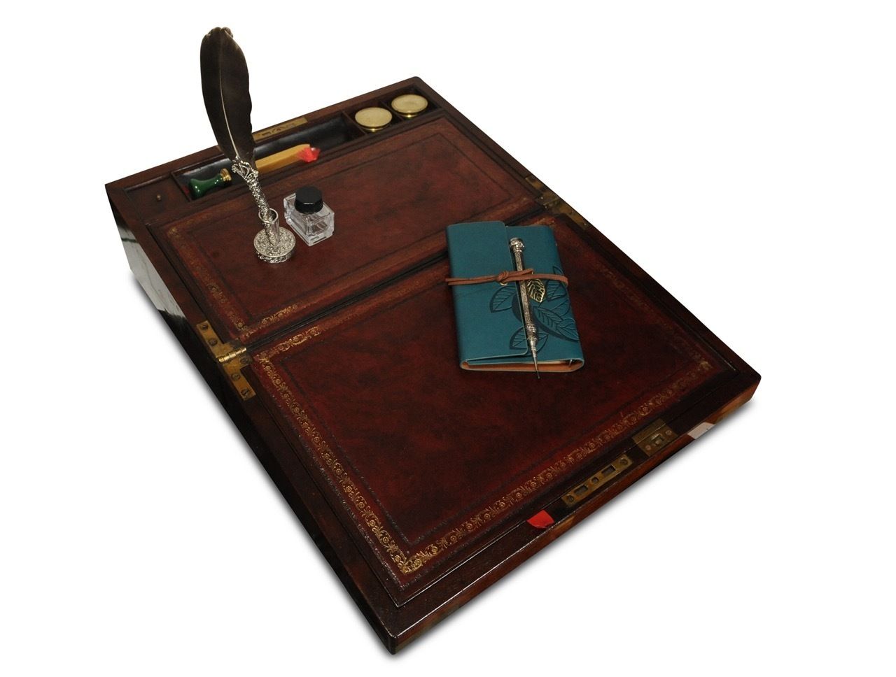 Exquisite Georgian Hand Crafted Thompson Writing Slope With Red Tooled Leather Made By Esteemed Maker Tompson Featuring Royal Warrant photo vinterior