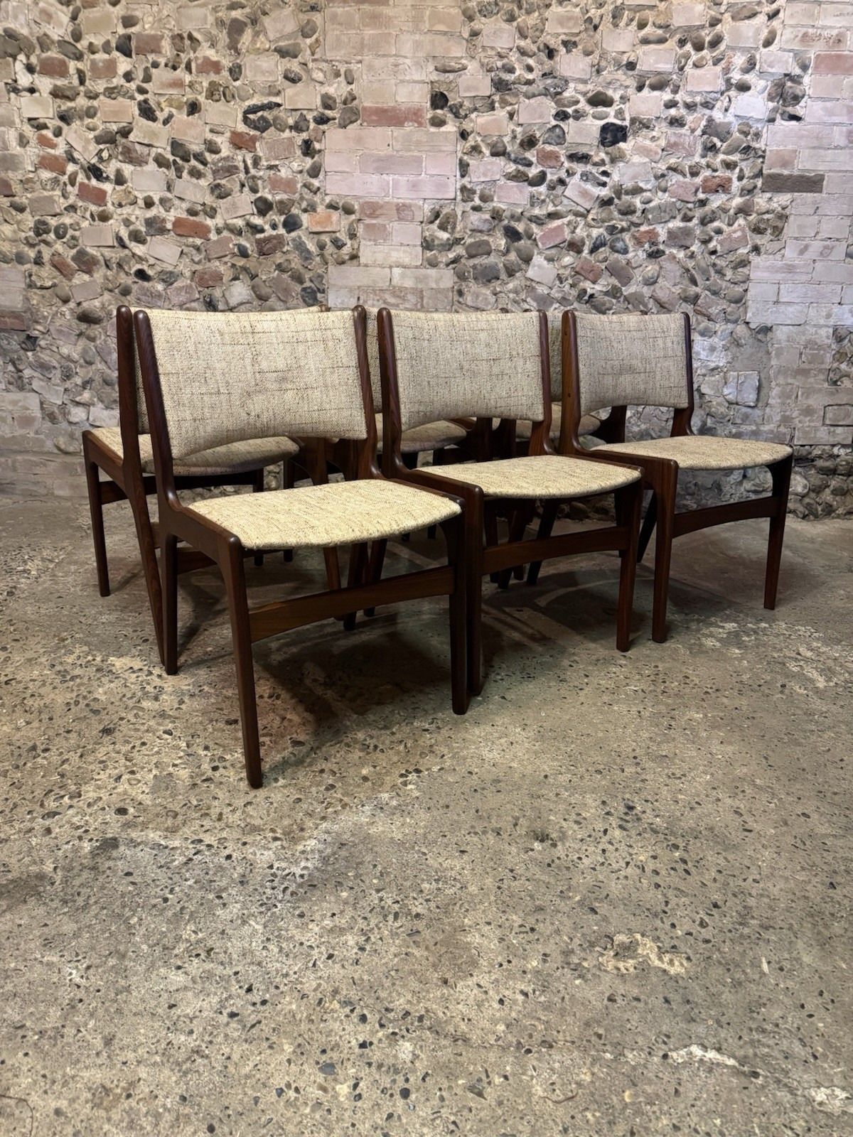 🚛 Vintage Mid Century Set Of 6 Erik Buch Danish Teak Dining Chairs Model 38