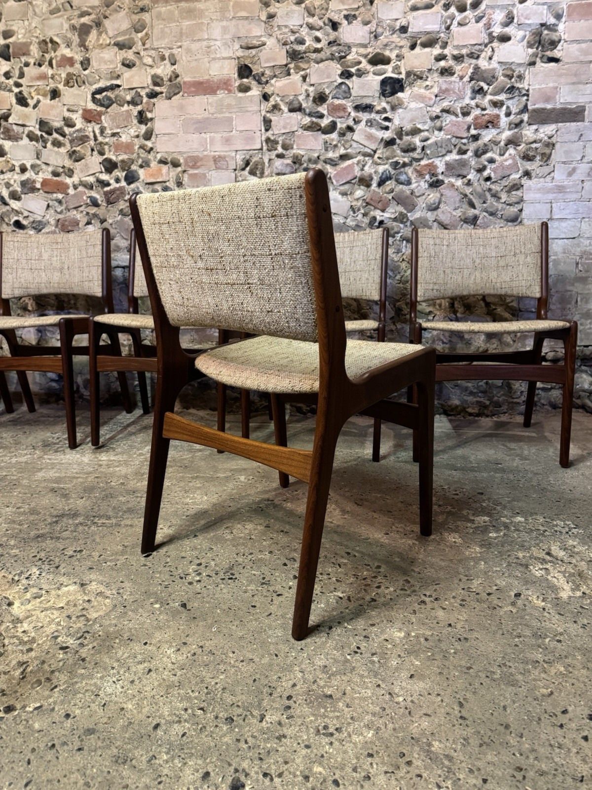 🚛 Vintage Mid Century Set Of 6 Erik Buch Danish Teak Dining Chairs Model 38 photo vinterior
