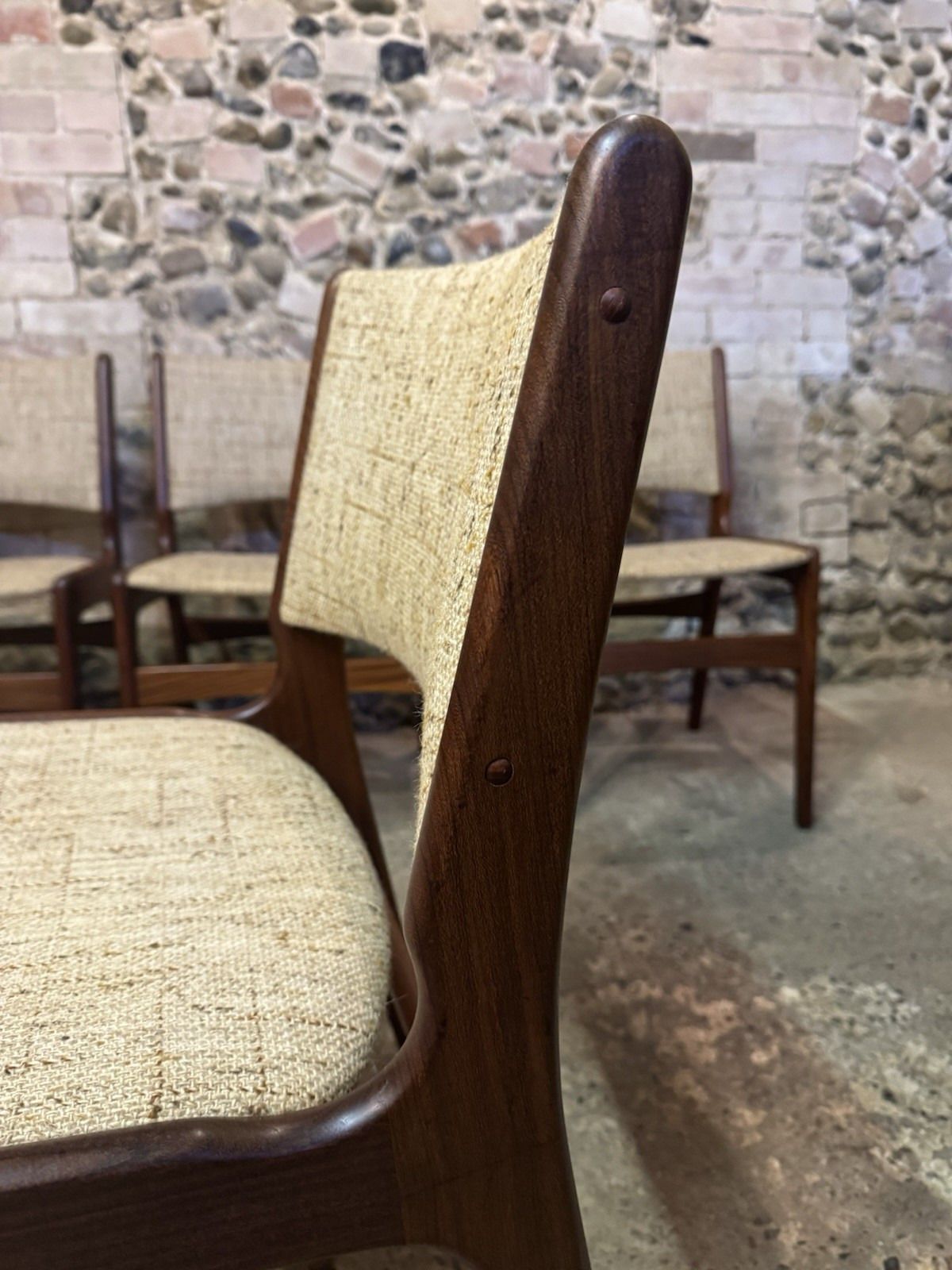 🚛 Vintage Mid Century Set Of 6 Erik Buch Danish Teak Dining Chairs Model 38 photo buy