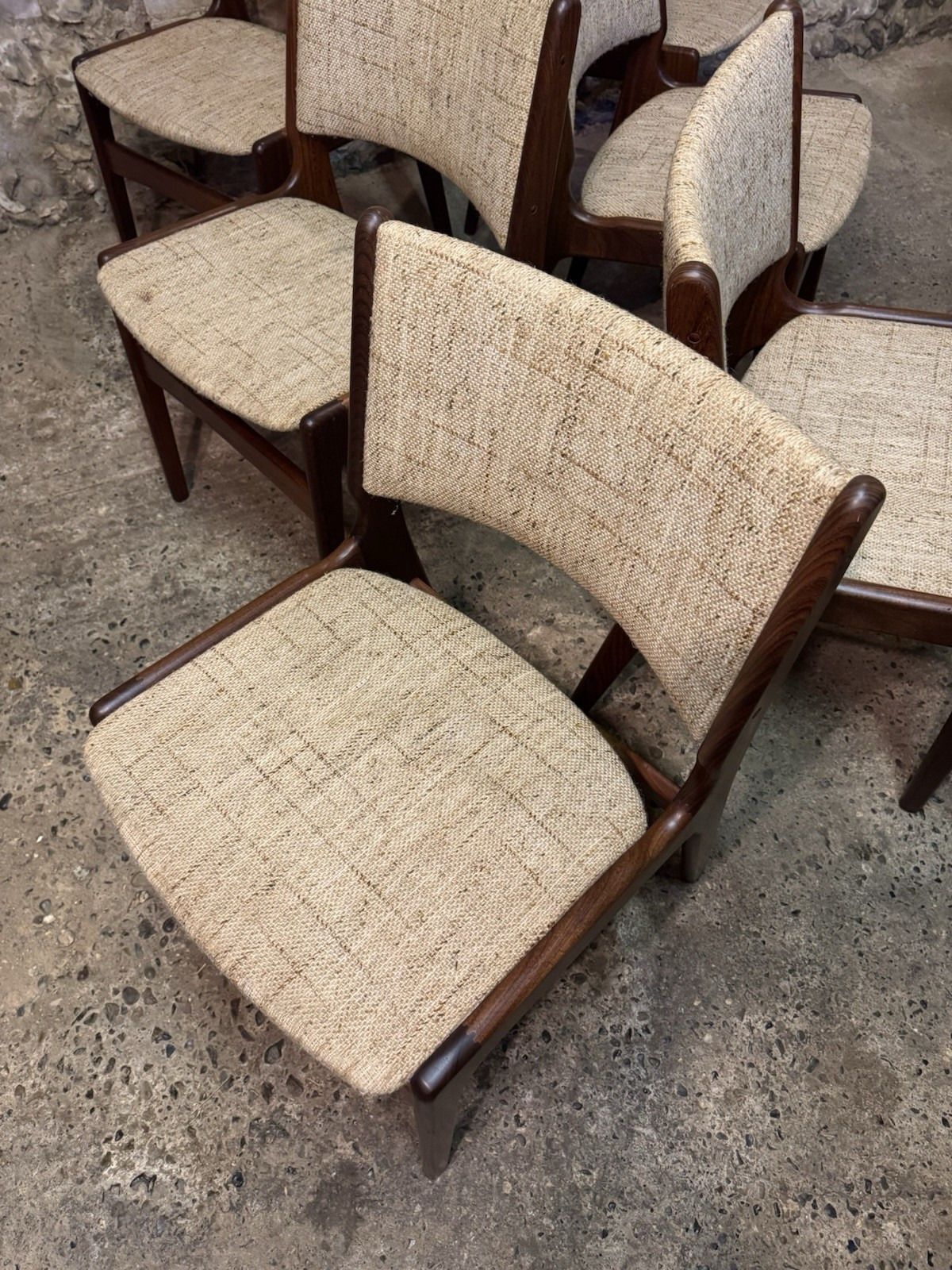 photo buy 🚛 Vintage Mid Century Set Of 6 Erik Buch Danish Teak Dining Chairs Model 38