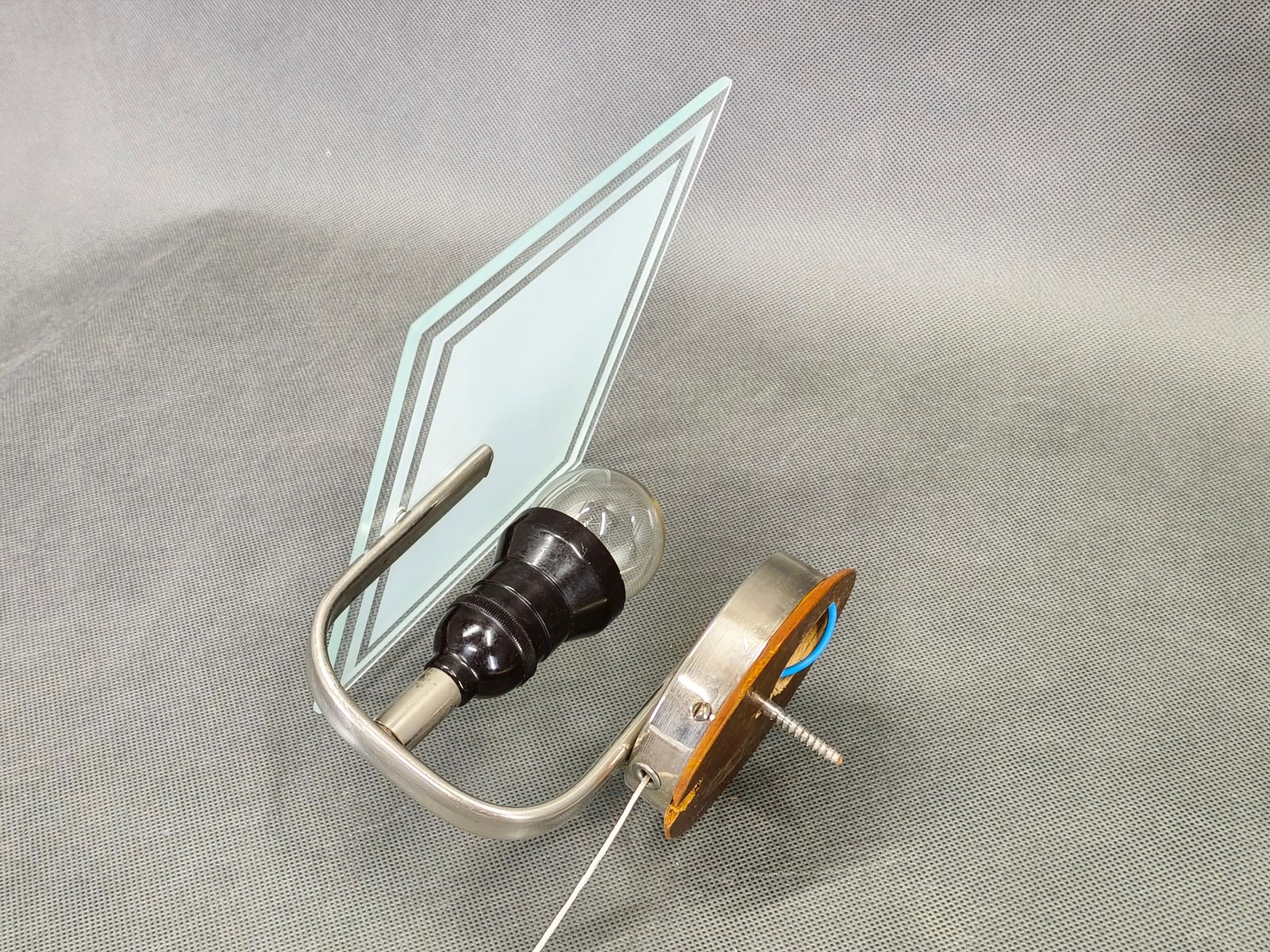 Paar art deco glazen wandlampen, Tsjecho-Slowakije, jaren 1940 photo vinterior