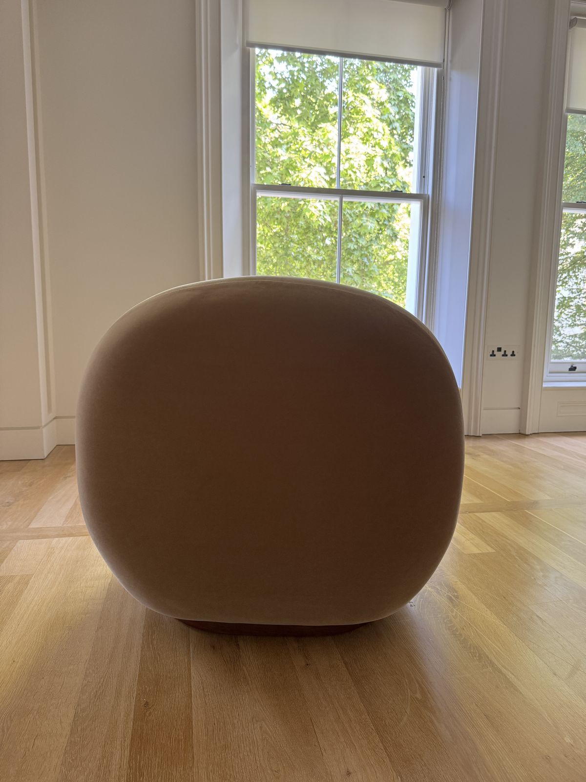 Six The Residence Velvet Lounge Chair With Walnut Plinth photo for sale