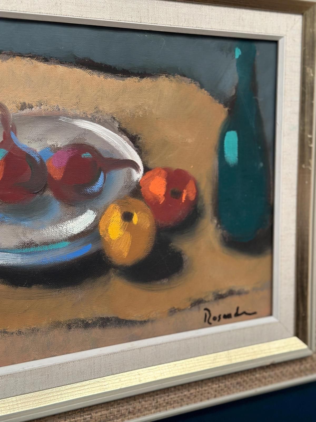 Art Original Mid Century Swedish Oil On Canvas – “Stilleben” By Kurt Rosander – Vintage & Frame – 42 × 72 Cm (16.5" × 28.3") photo
