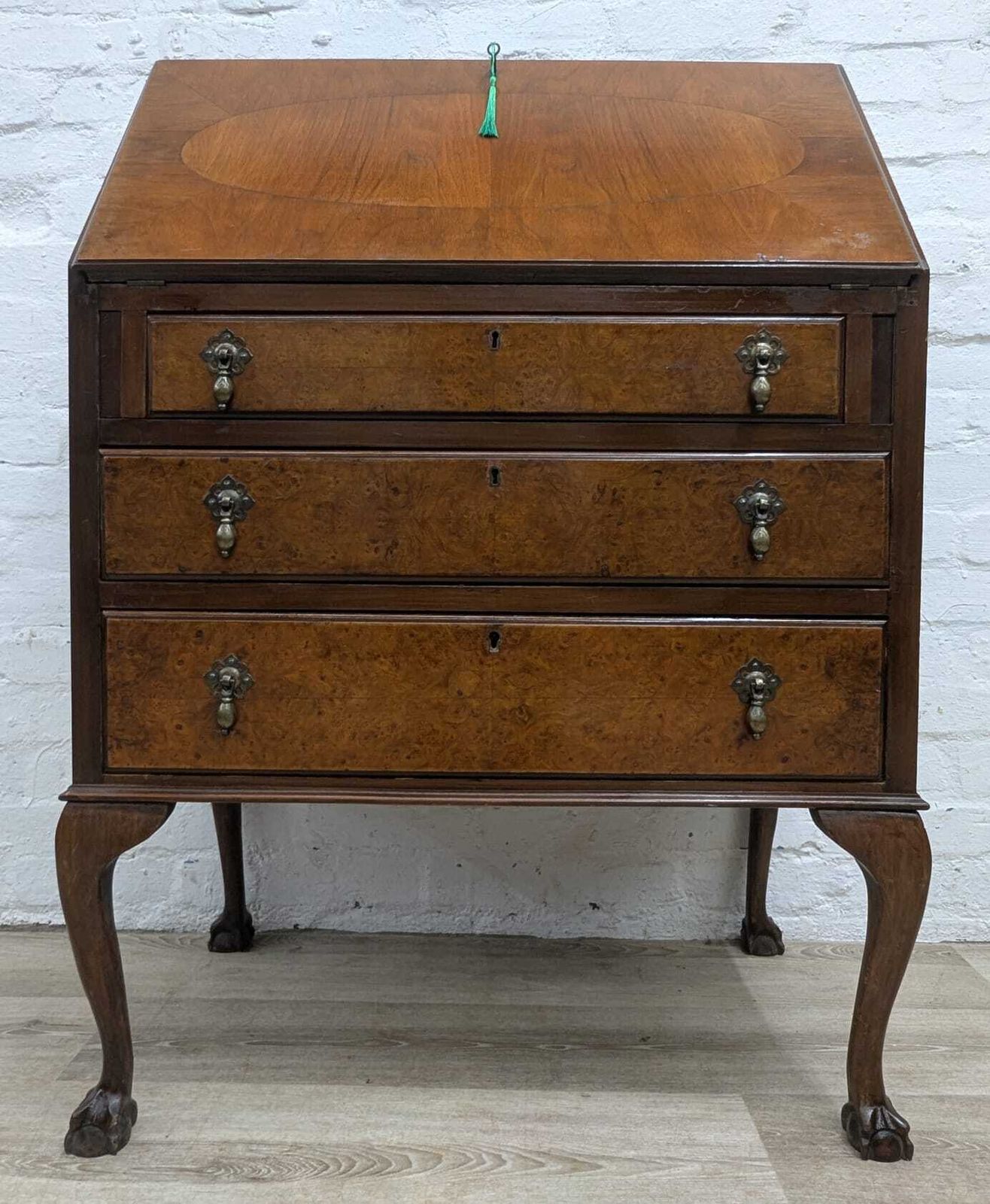 Early 20th Century Queen Anne Style Walnut Writing Bureau photo furniture
