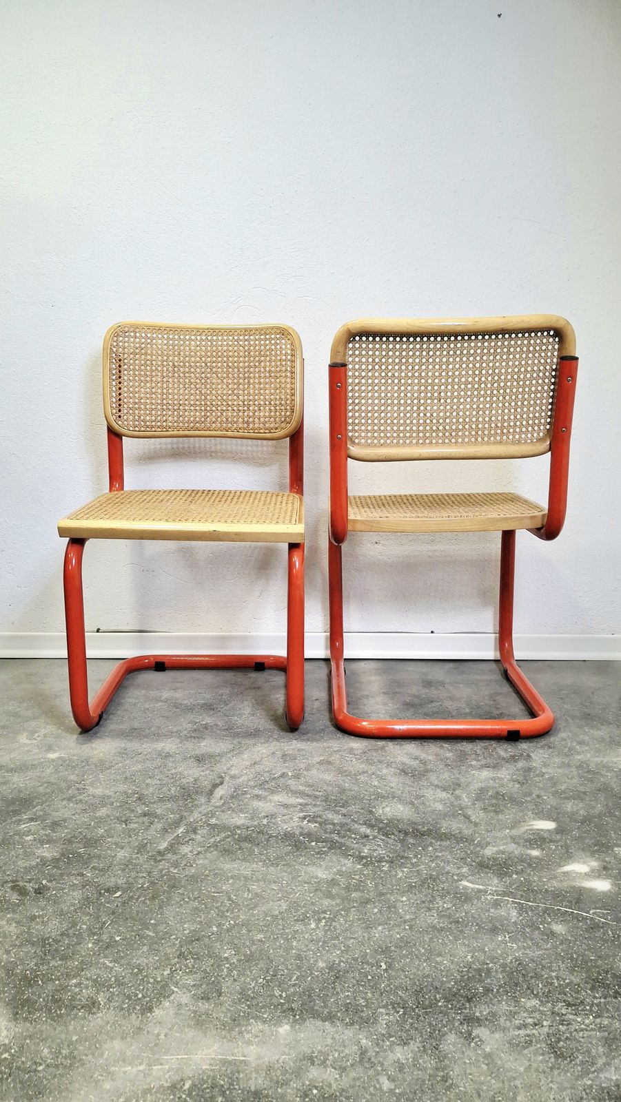 80s Red Tubular Cantilever Chair