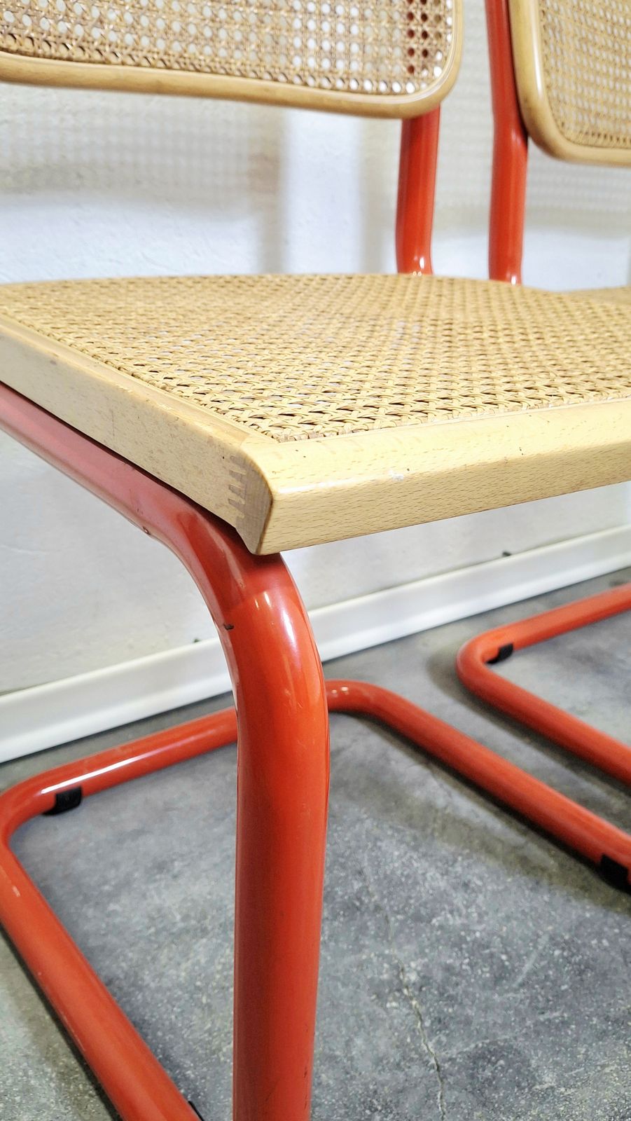 Furniture 80s Red Tubular Cantilever Chair photo