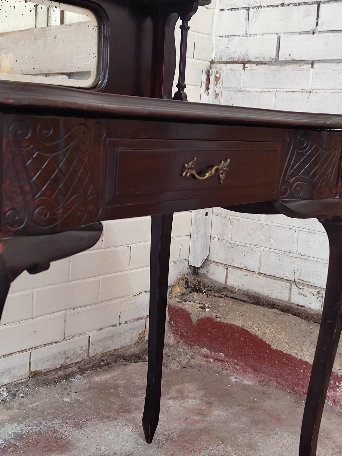 photo vintage Antique Victorian Mahogany Ladies Mirrored Writing Desk