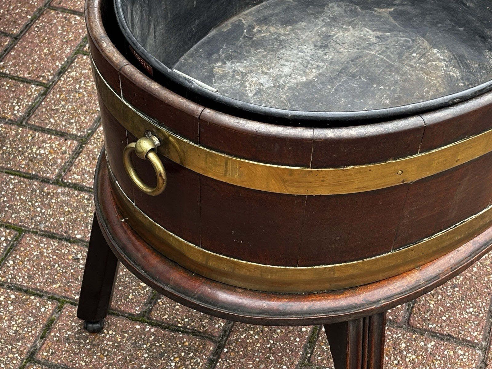 Georgian Mahogany Brass Banded Lift Off Wine Cooler On Stand photo Home Decor