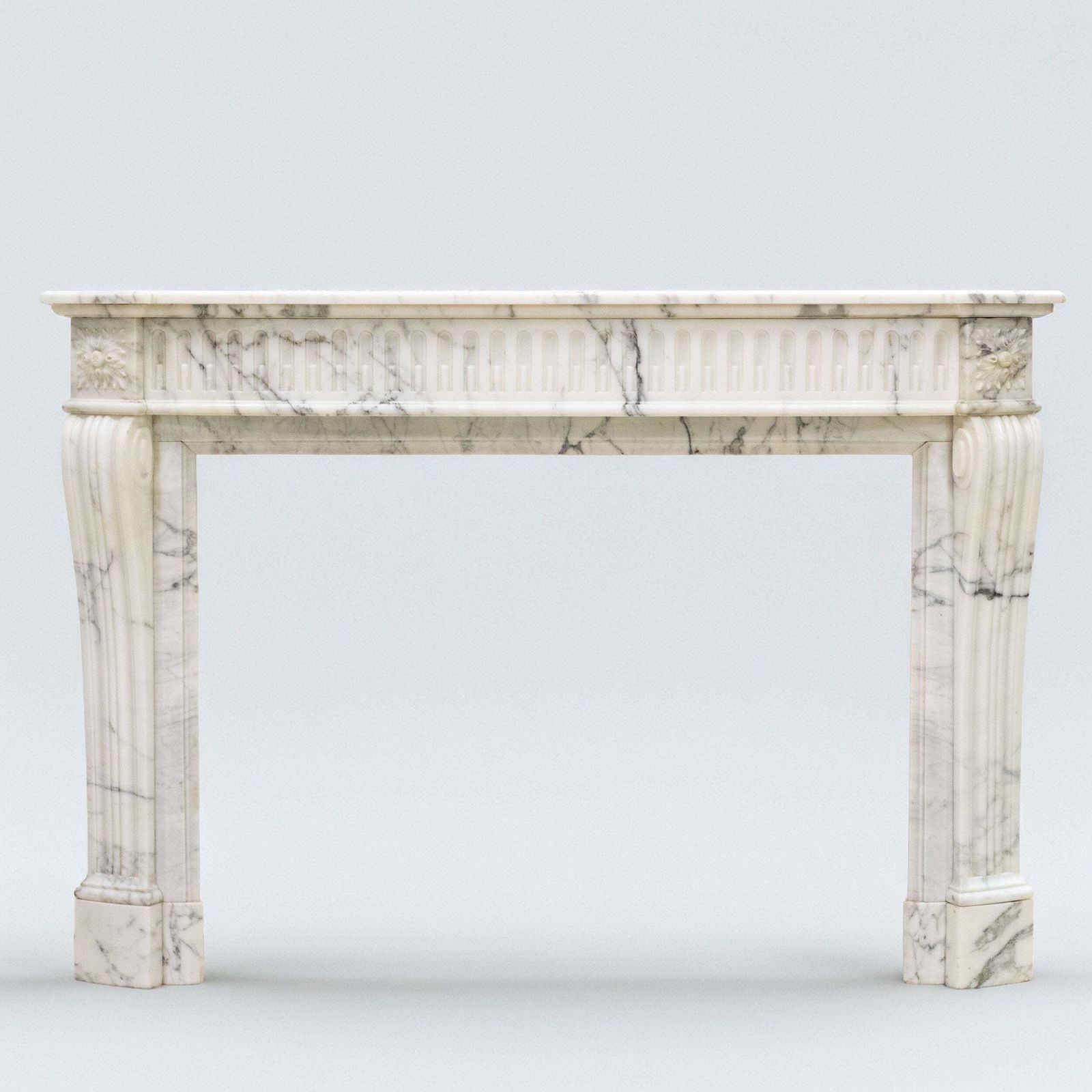 Antique 19th Century Arabescato Marble Louis XVI Style Fireplace Surround