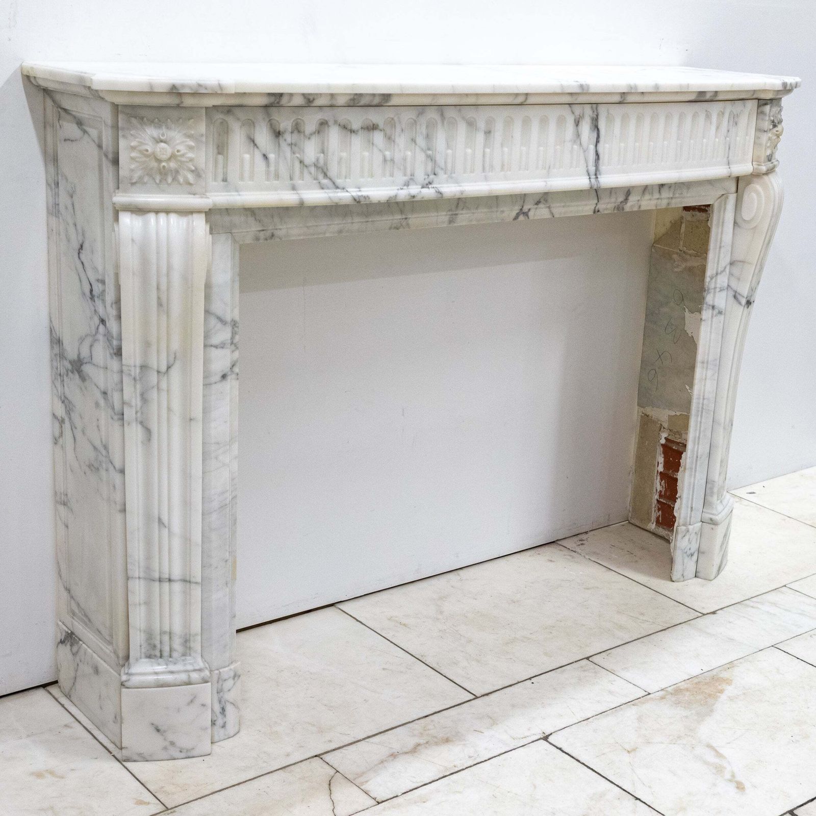 Antique 19th Century Arabescato Marble Louis XVI Style Fireplace Surround photo buy