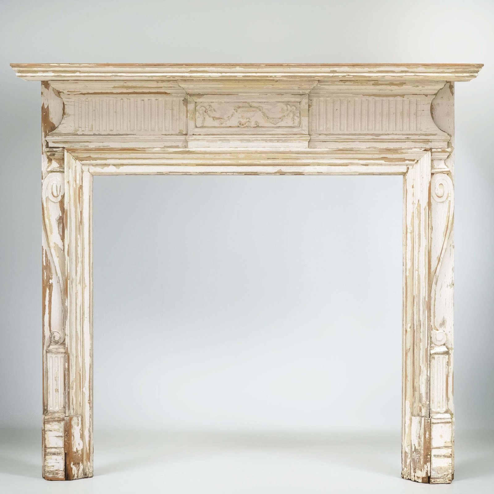 Large Antique Wooden Fireplace Surround