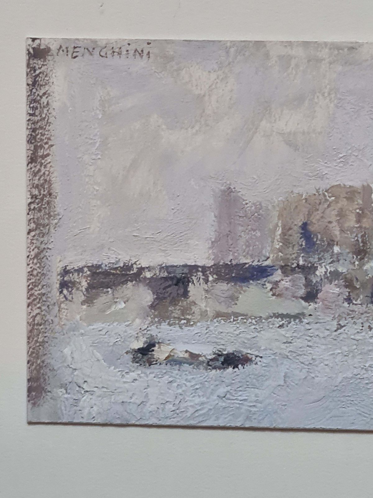 Cityscape And River Scene, Oil On Card, Signed, Late 20th Century photo for sale