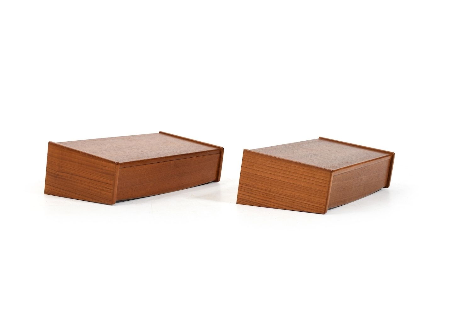 Danish Wall Mounted Nightstands In Teak 1960s photo for sale