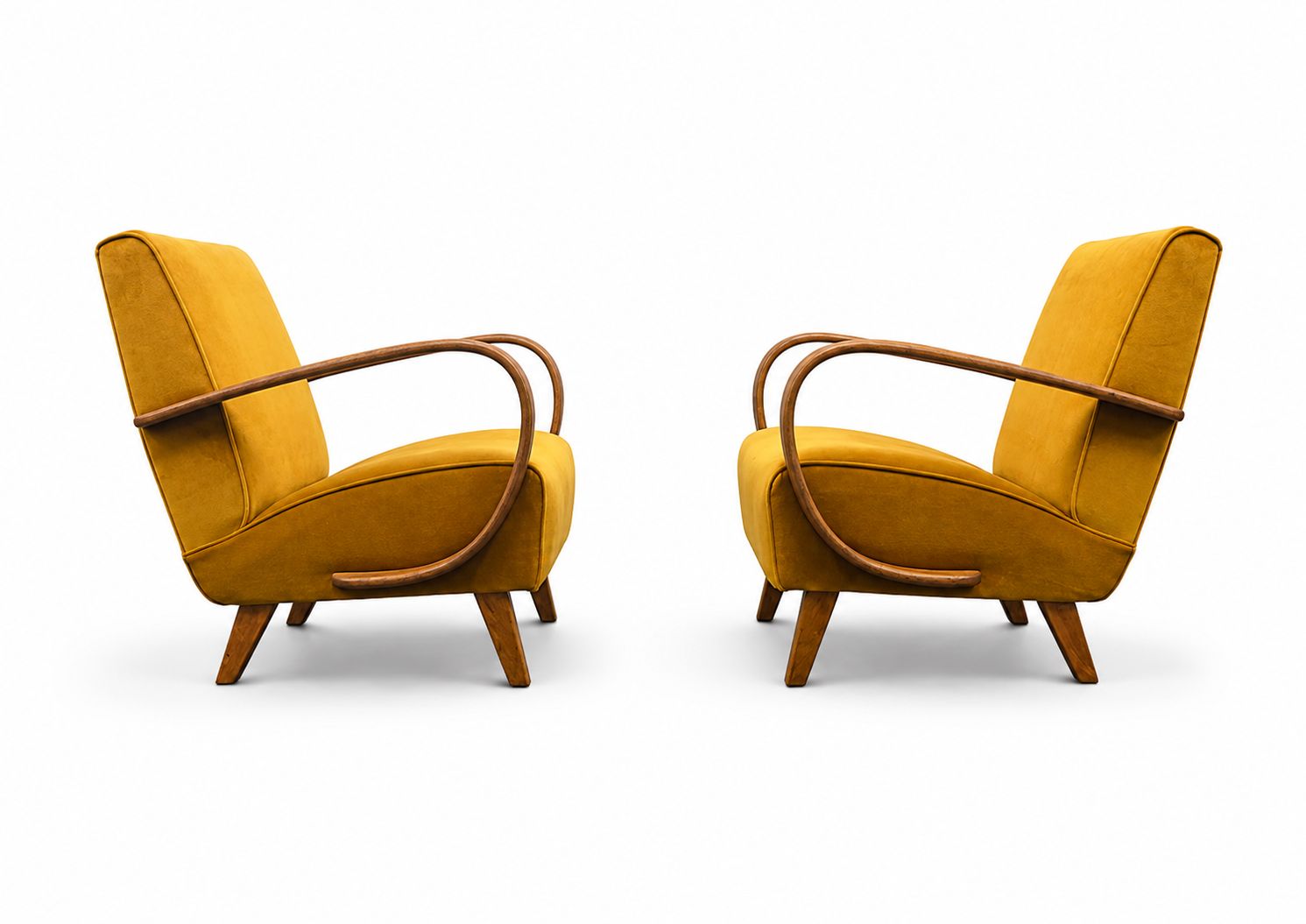 1930 Jindrich Halabala Bentwood Armchair In Goldenrod Velvet photo furniture