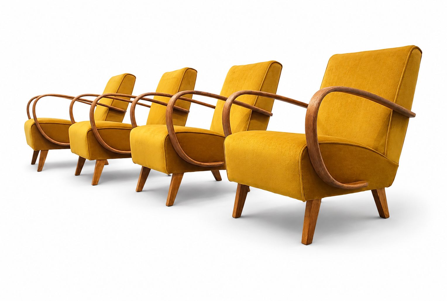 1930 Jindrich Halabala Bentwood Armchair In Goldenrod Velvet photo Furniture