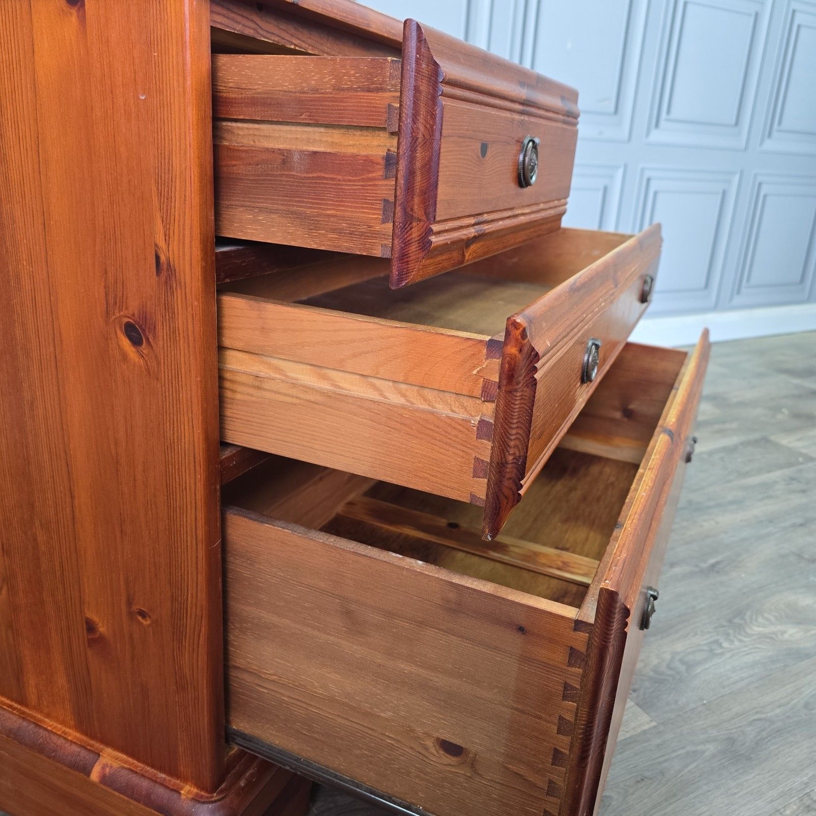 Furniture Vintage Chest Of Drawers Ducal Solid Pine Wooden Country Style Retro Commode photo