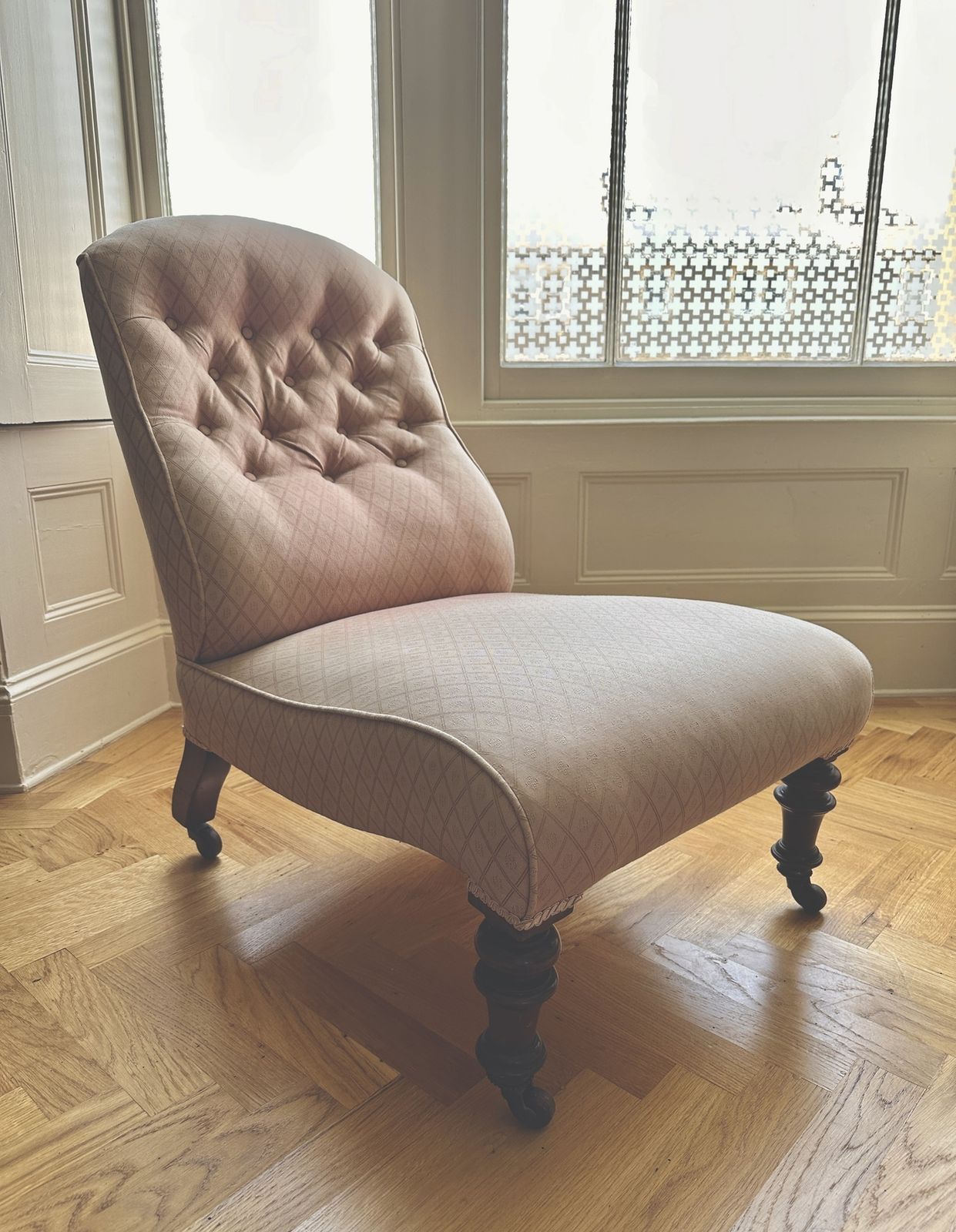 Antique Slipper Chair With Button Back photo furniture