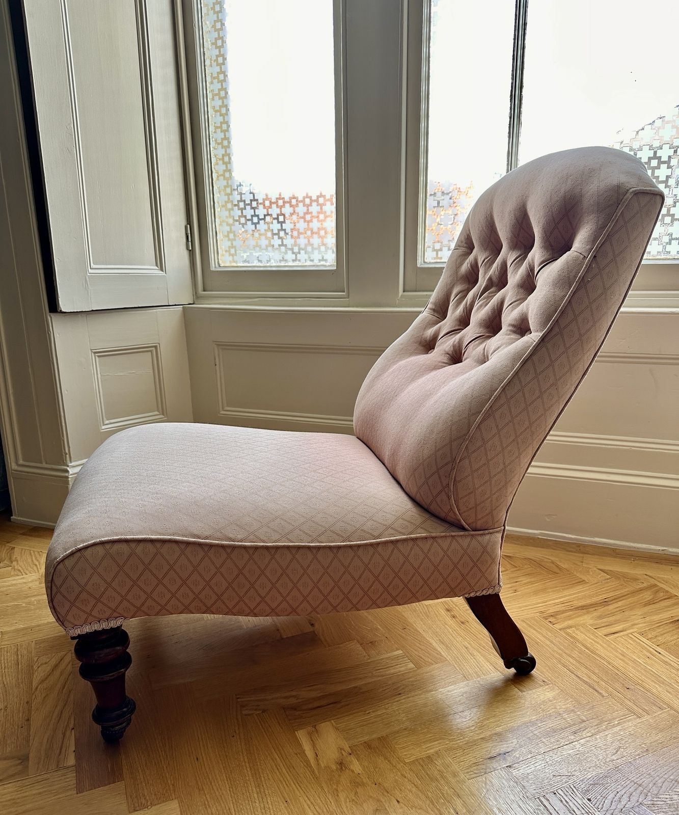 Antique Slipper Chair With Button Back photo for sale