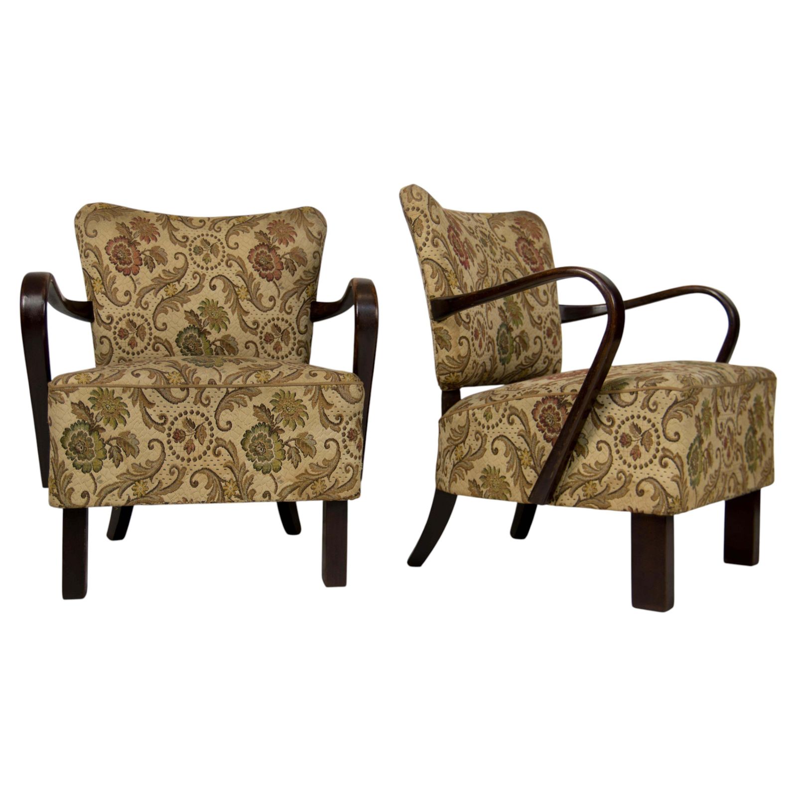 Paire de fauteuils Art Déco H 237 par Jindřich Halabala, République tchèque, années 1930