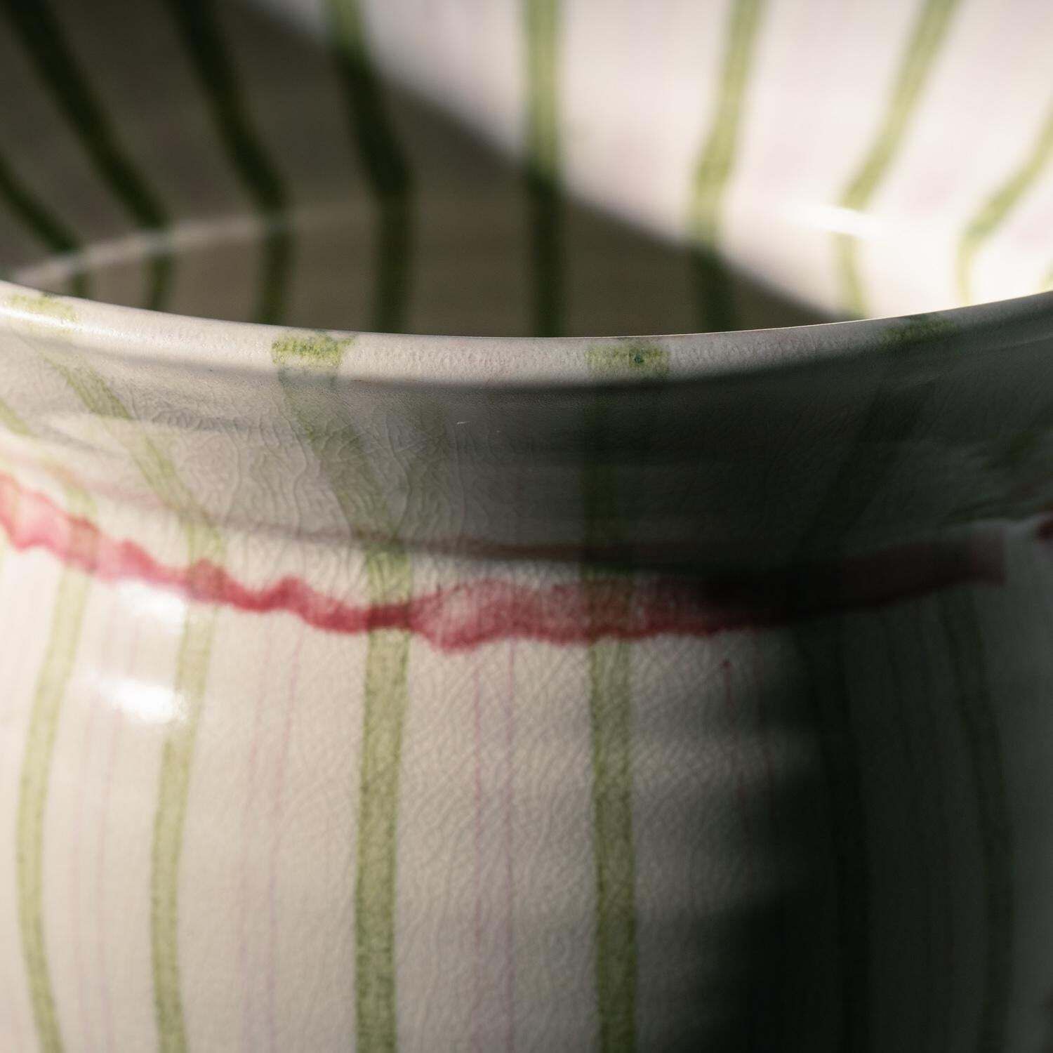 photo furniture Dutch Mobach Pink Green White Studio Pottery Xxl 46 Cm Large Ceramic Vase