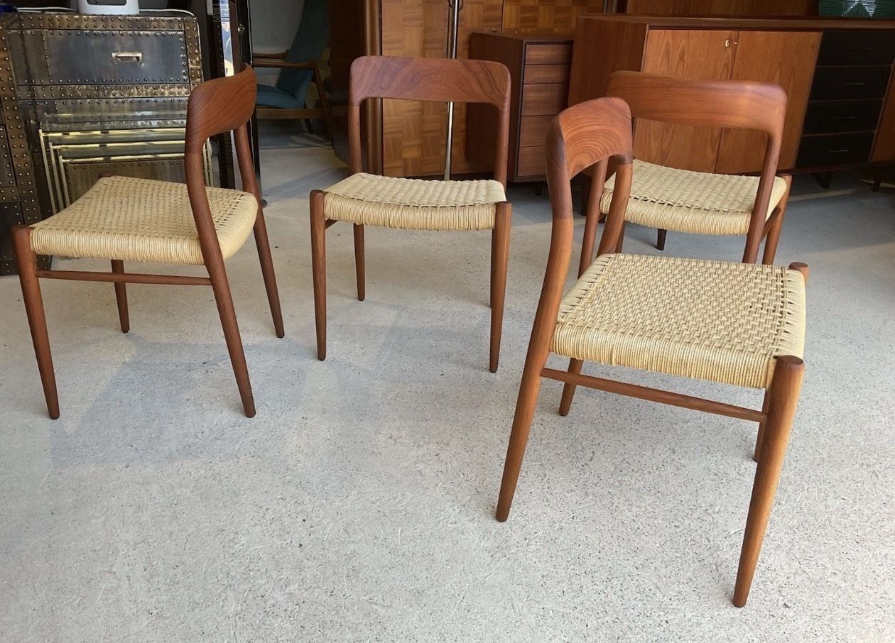 Danish Model 75 Dining Chairs By Niels Otto Møller For J.L. Møllers Mobelfabrik photo vintage
