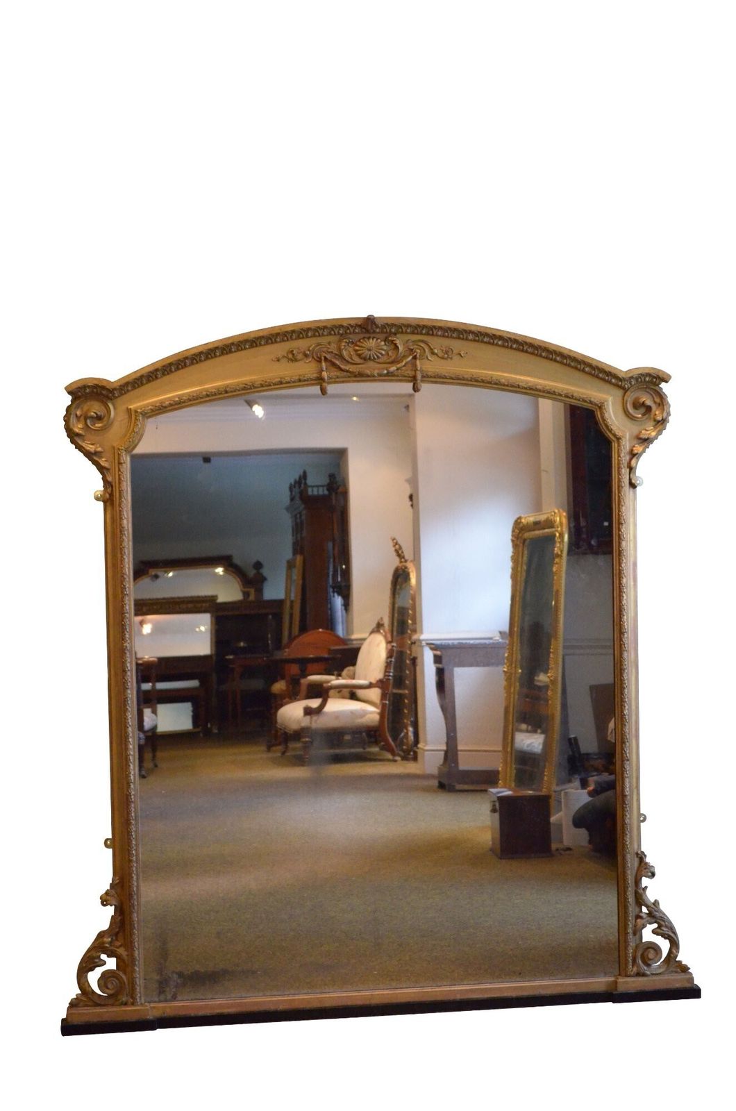 Home Decor Large Antique Arched And Gilded Wall Mirror Overmantle Mirror H170cm Restored photo