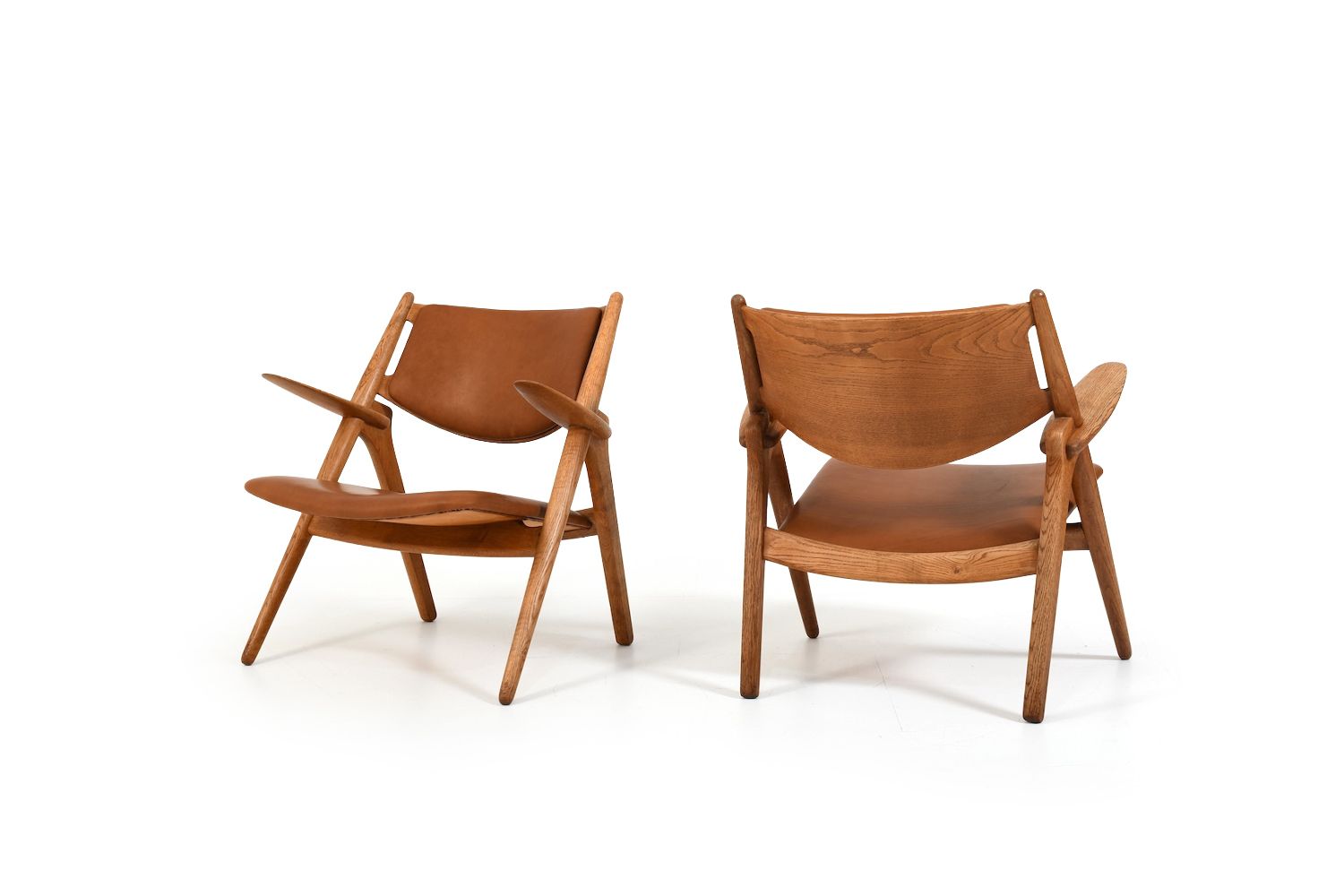 Early Pair Ch 28 Oak Easychairs By Hans J. Wegner photo Furniture